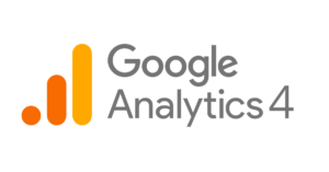 Google Analytics 4 logo featuring orange and yellow bar chart icon.
