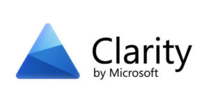 Blue triangular logo of Microsoft Clarity, a website analytics tool.